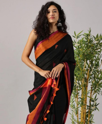 Khadi Cotton Saree with Threadwork