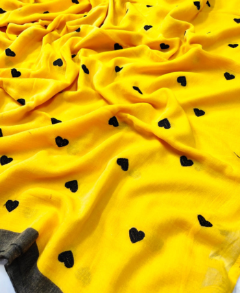 Love Motif Embroidery in Mulcotton Saree
