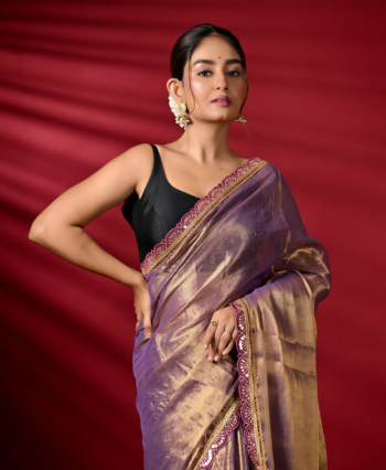 Pure Tissue with Zardossi Lace and Tassels Saree