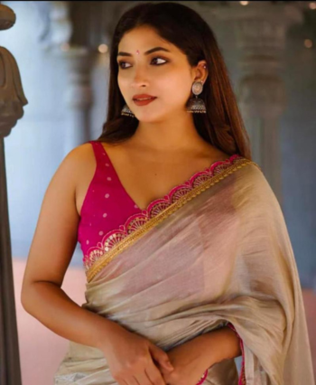 Pure Tissue with Zardossi Lace and Tassels Saree