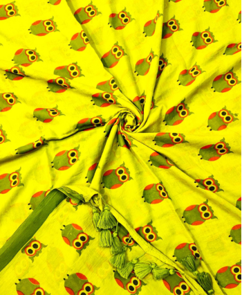 Quirky Owl in Mulcotton Saree