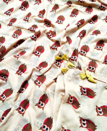 Quirky Owl in Mulcotton Saree