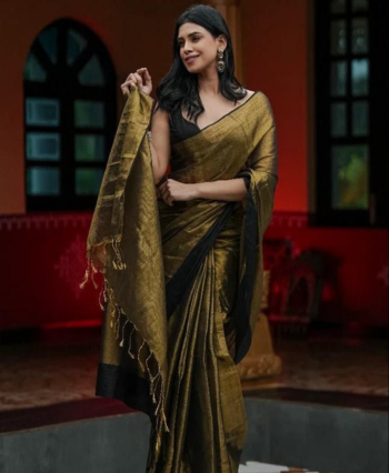 Tissue Saree with Black Border