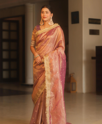 Tissue with Butas and Designer Border Saree