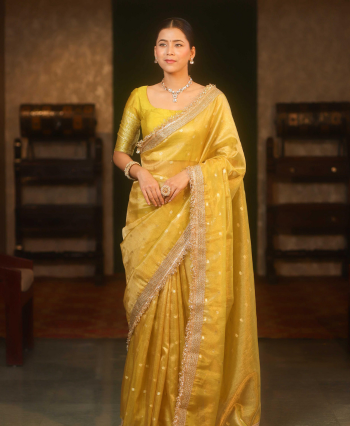 Tissue with Butas and Designer Border Saree
