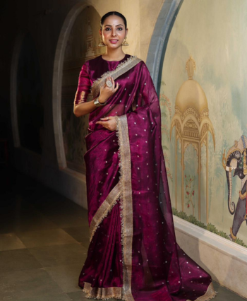 Tissue with Butas and Designer Border Saree