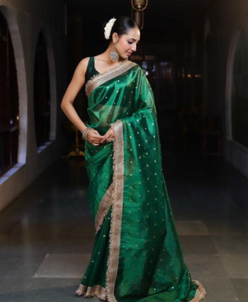 Tissue with Butas and Designer Border Saree