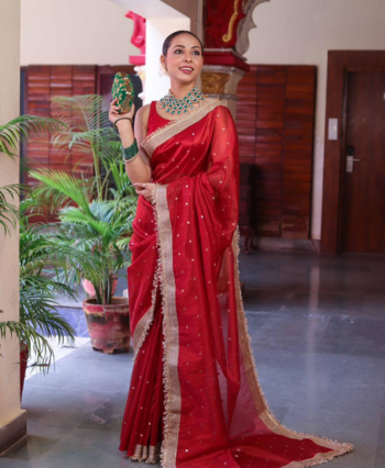 Tissue with Butas and Designer Border Saree