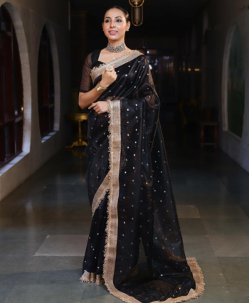 Tissue with Butas and Designer Border Saree